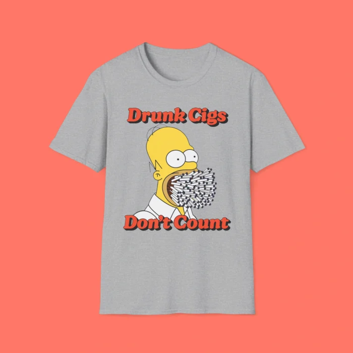 Simpson Drunk Cigs Don't Count Gray Shirt