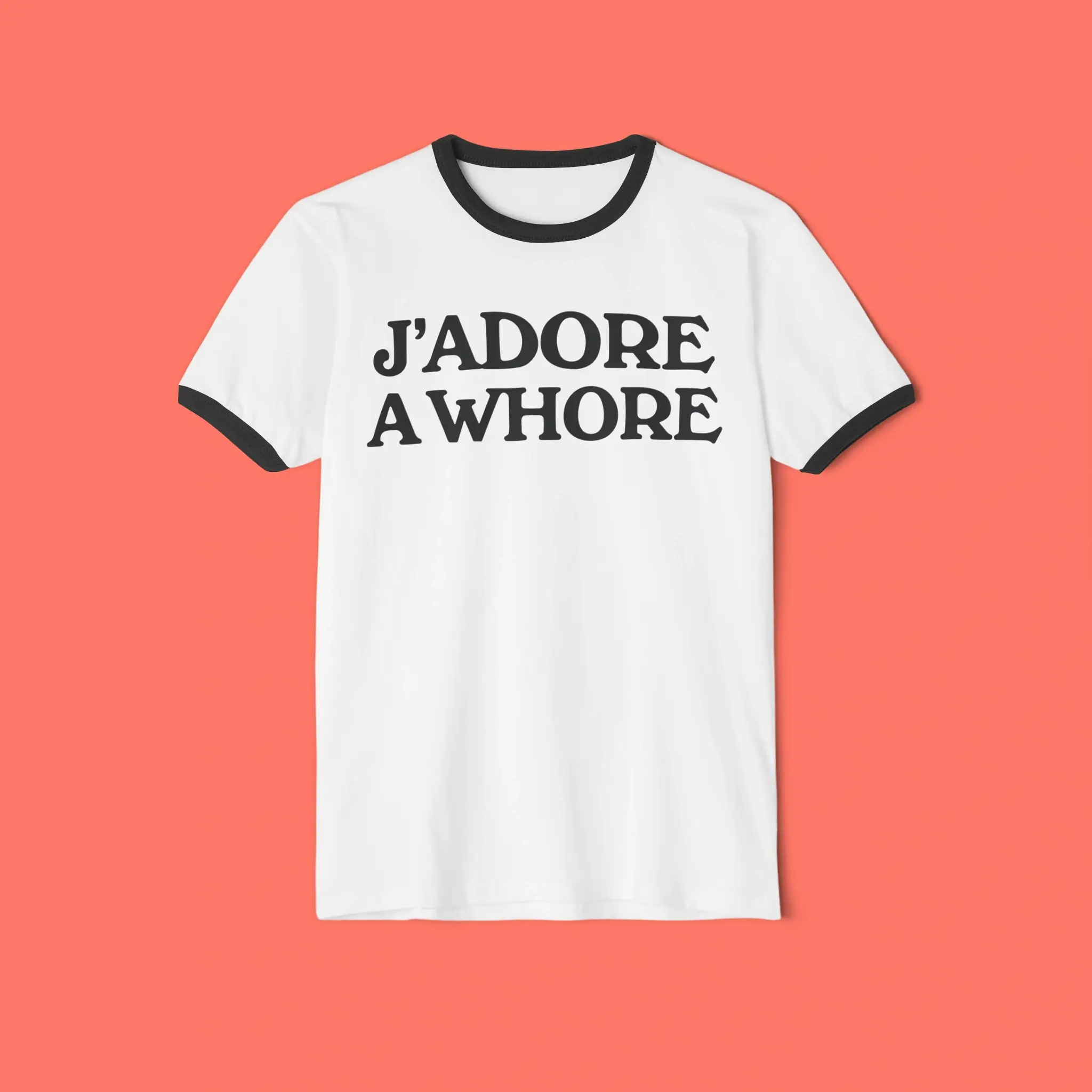 Jadore-A-Whore-Ringer-T-Shirt J’adore A Whore Ringer T-Shirt